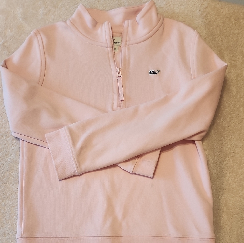 Vineyard Vines Kids Light Pink Half-Zip Sweatshirt